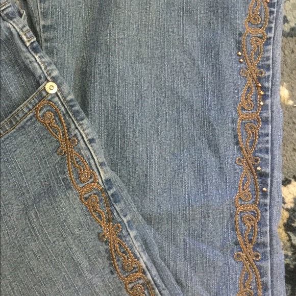 COS medium Wash Boho Hippie Embellished Jeans - Picture 7 of 8